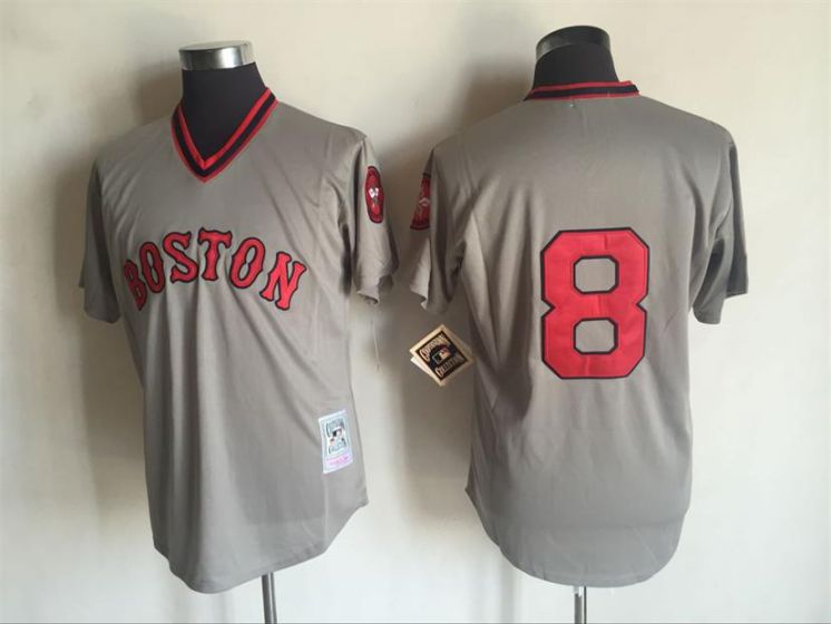Men Boston Red Sox #8 Carl Yastrzemski Grey Throwback MLB Jerseys